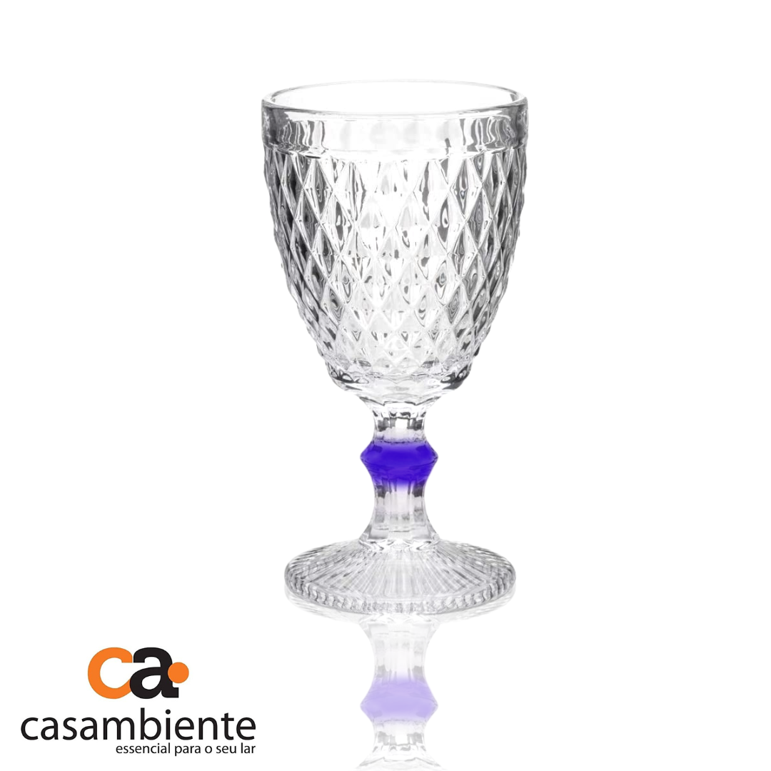 Taça De Vidro Água Suco Bico Abacaxi Diamond 300ml - 6 Uni