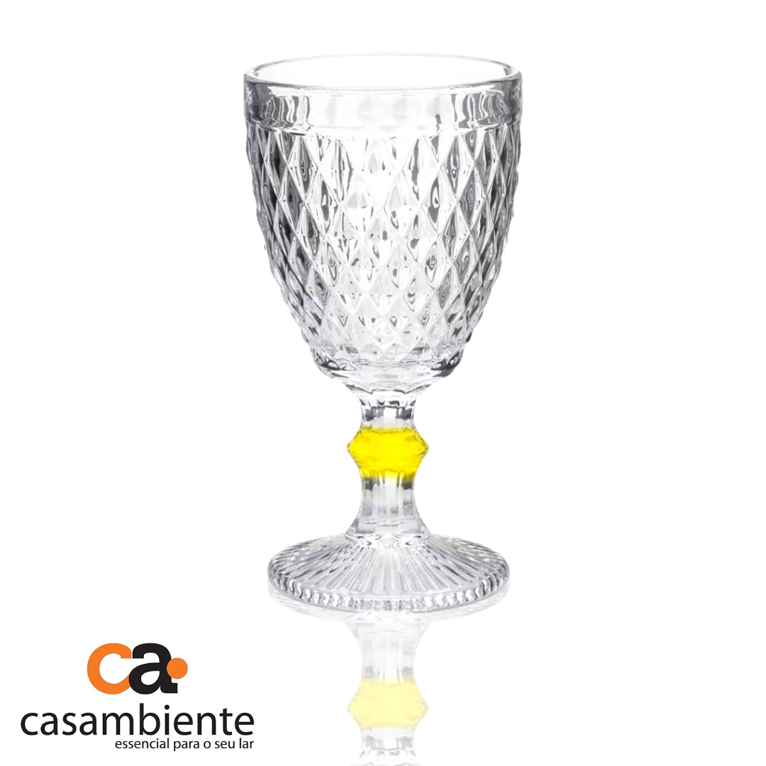 Taça De Vidro Água Suco Bico Abacaxi Diamond 300ml - 6 Uni