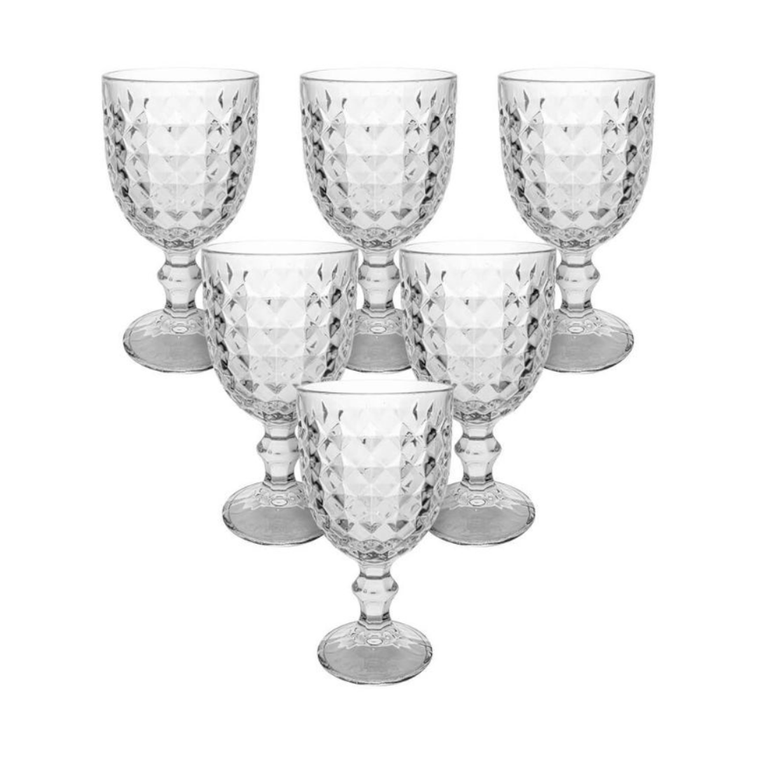 Taça De Vidro Transparente Galaxy Diamond Água Suco 340ml
