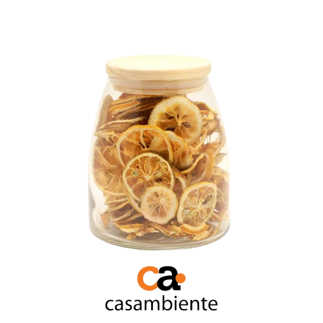 Pote De Vidro Redondo Mantimento Hermético Tampa Bambu 900ml