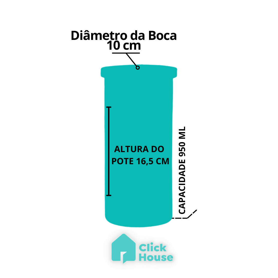Pote De Vidro Herméticos Tampa Inox 950ml Cor Transparente