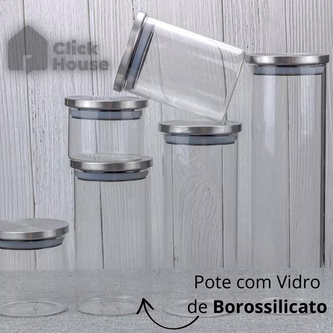 Pote De Vidro Herméticos Tampa Inox 950ml Cor Transparente