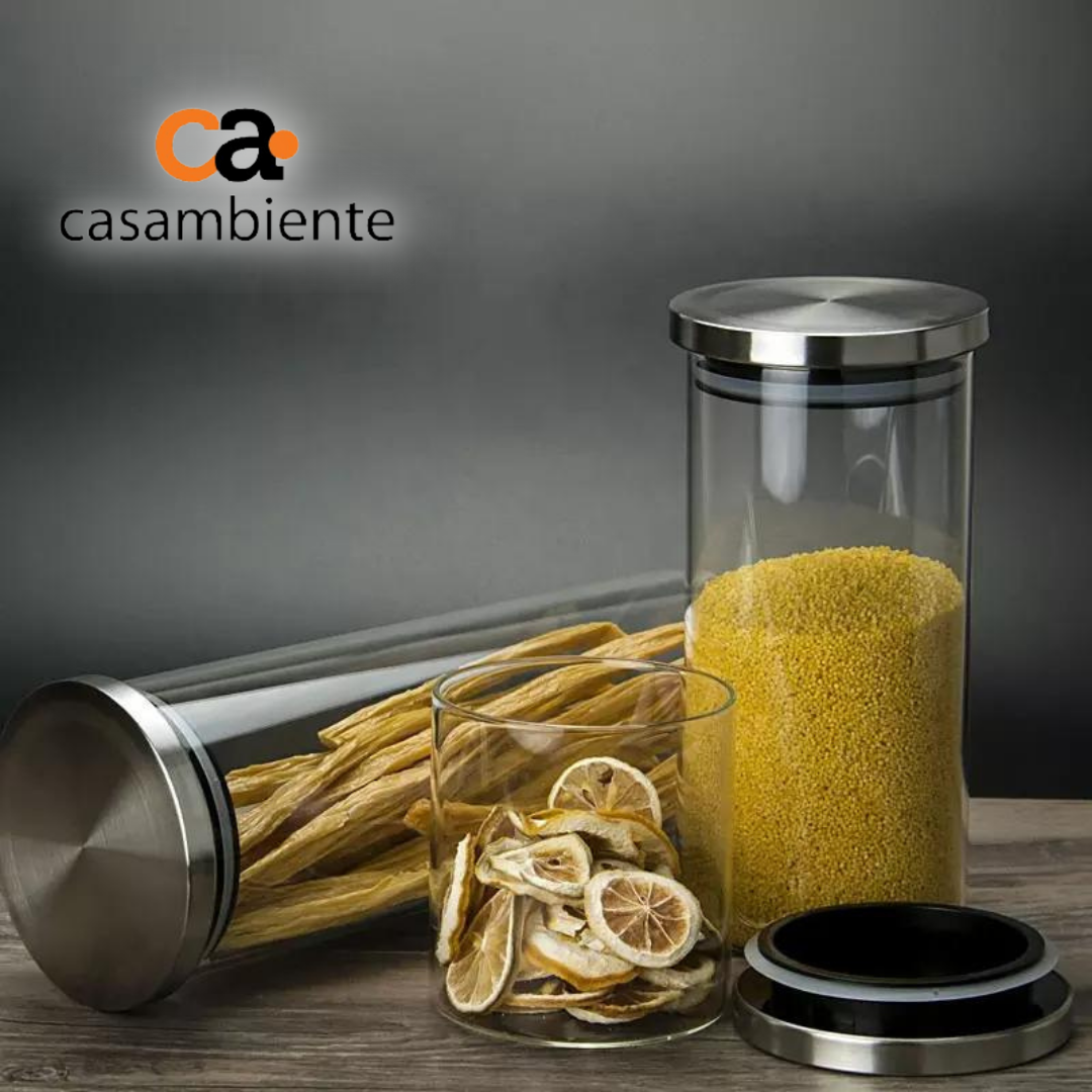 Pote De Vidro Herméticos Tampa Inox 950ml Cor Transparente