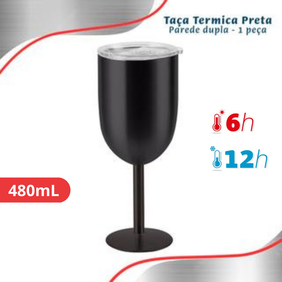 Taça Copo Térmico De Gin Vinho Chá Café 480ml Parede Dupla