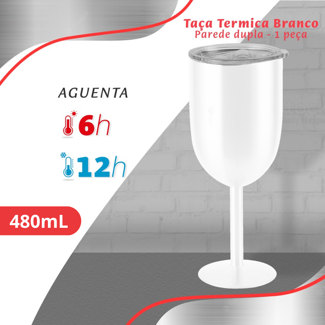 Taça Copo Térmico De Gin Vinho Chá Café 480ml Parede Dupla