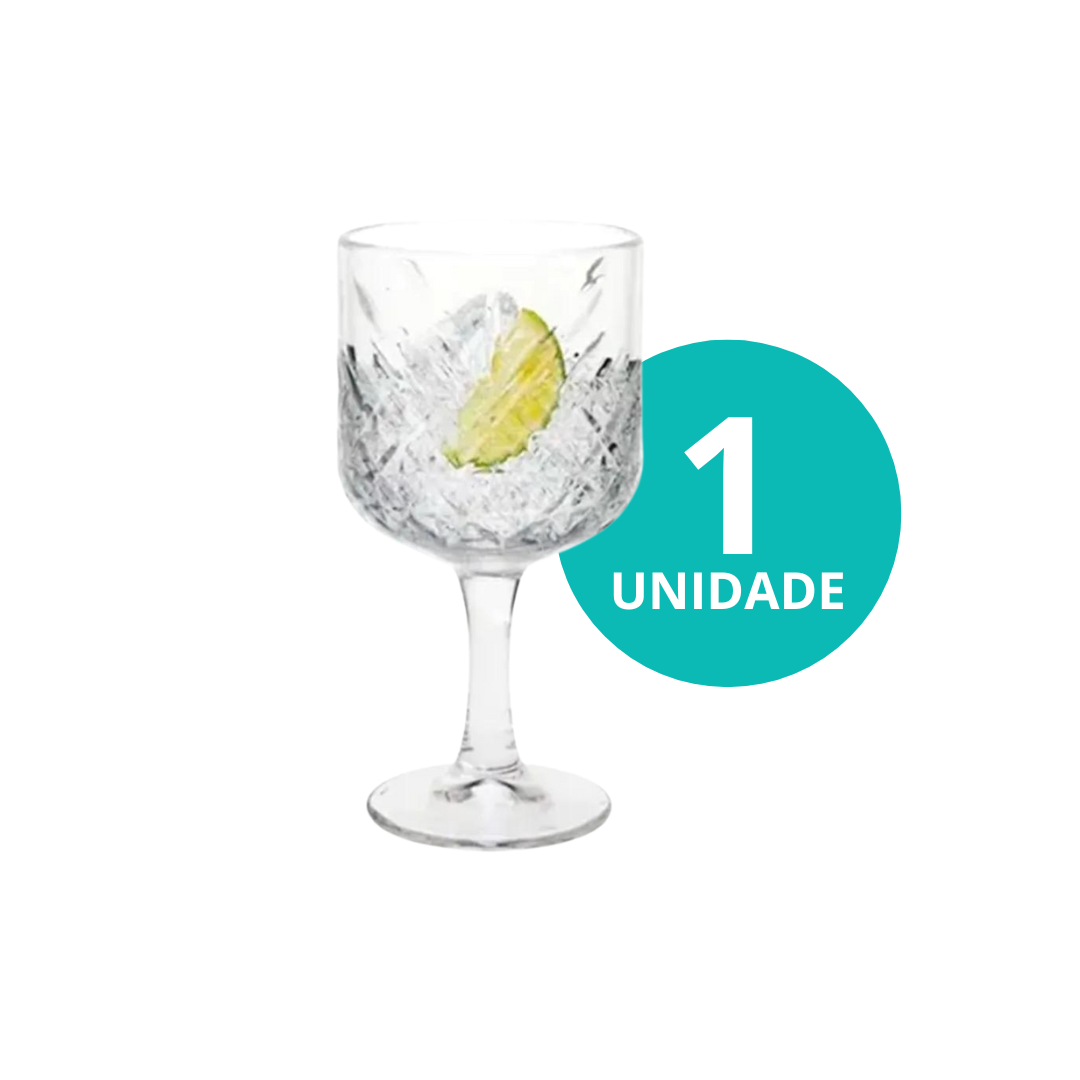 Taça De Vidro De Gin Água Suco Diamond Florido 463ml 1 Uni