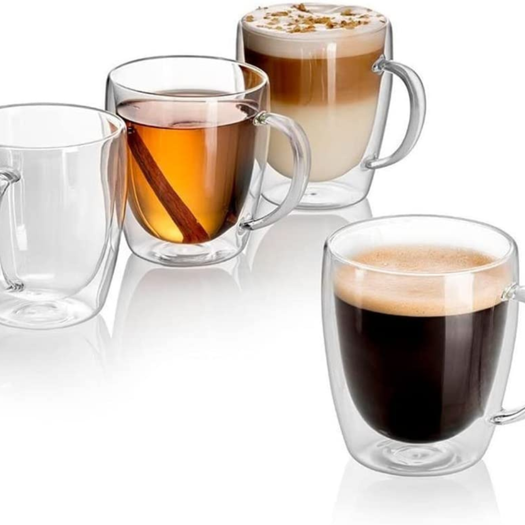 Caneca Xícara De Vidro Parede Dupla Café Chá Capuccino 350ml