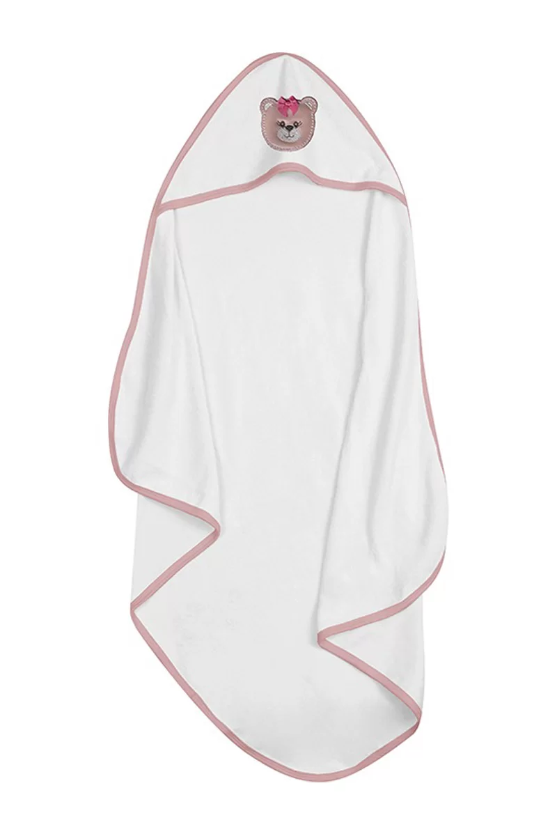 Toalha De Banho Bordada Com Capuz Para Bebe Algodão 70x80cm