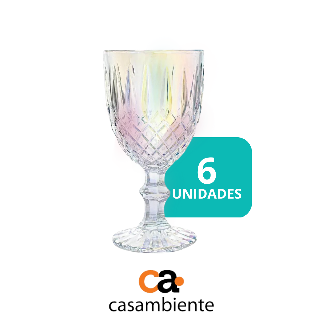 Taça De Vidro Água Suco Lumini Diamond Furta Cor 360ml 6 Uni