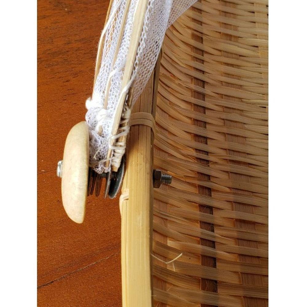 Cesto Porta Pão Bolo Retangular Cobertura Retrátil Rattan
