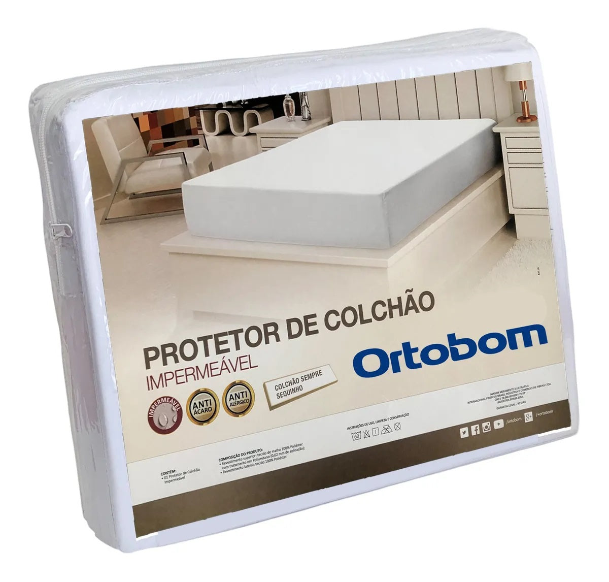 Capa Protetor De Colchão Queen Impermeável Ortobom