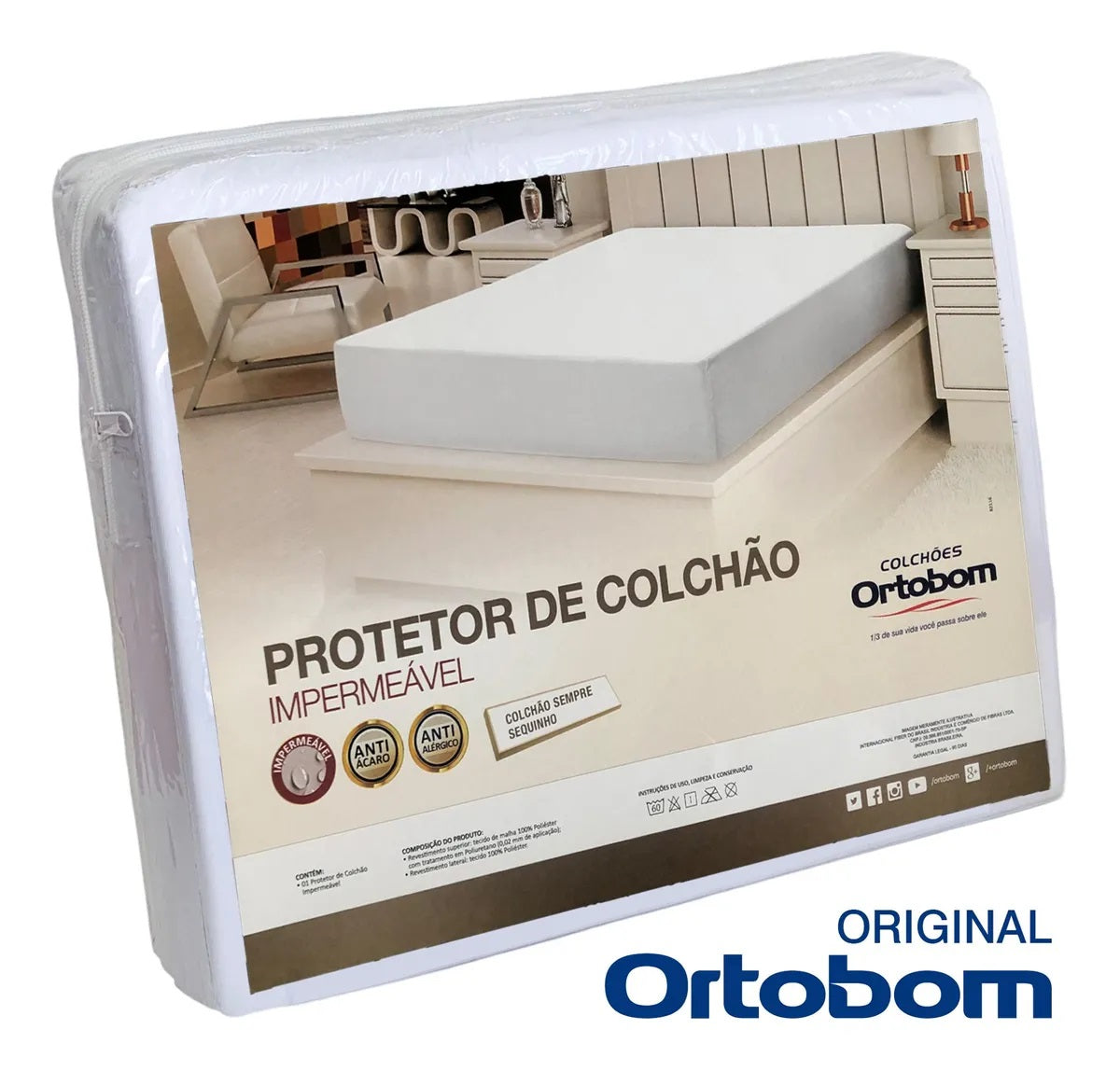 Capa Protetor De Colchão Queen Impermeável Ortobom