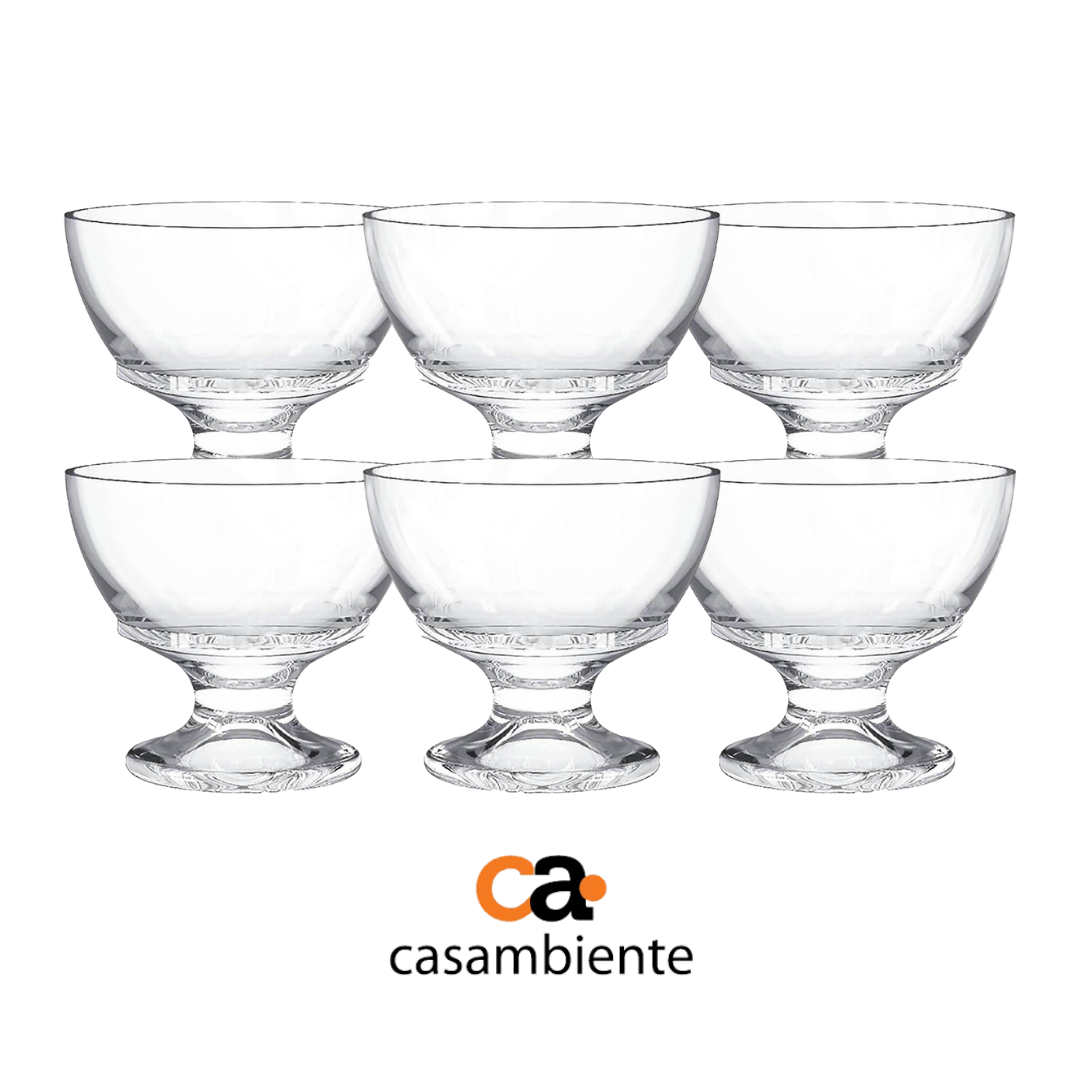 Taça De Vidro Sobremesa Sorvete Liso Casambiente 270 Ml 6 Un