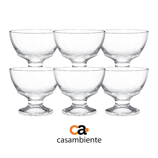 Taça De Vidro Sobremesa Sorvete Liso Casambiente 270 Ml 6 Un