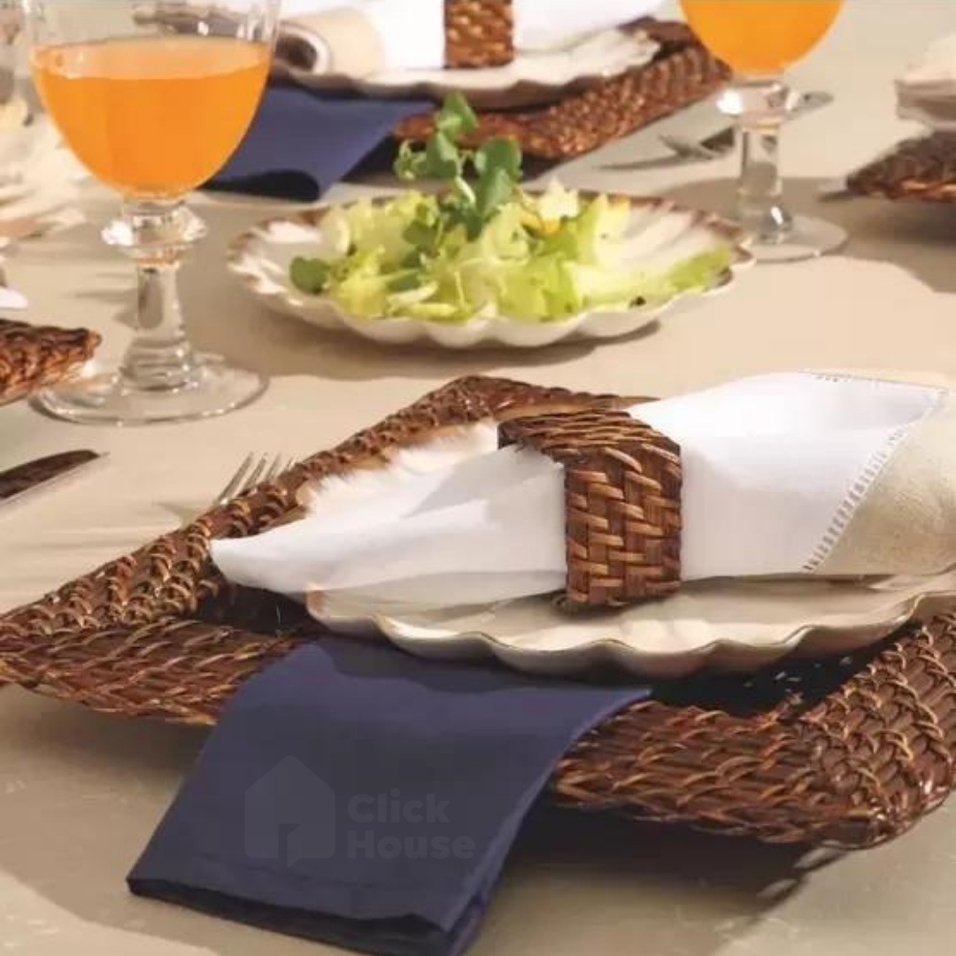 Sousplat Quadrado Rattan Bambu Marrom Escuro Mundiart