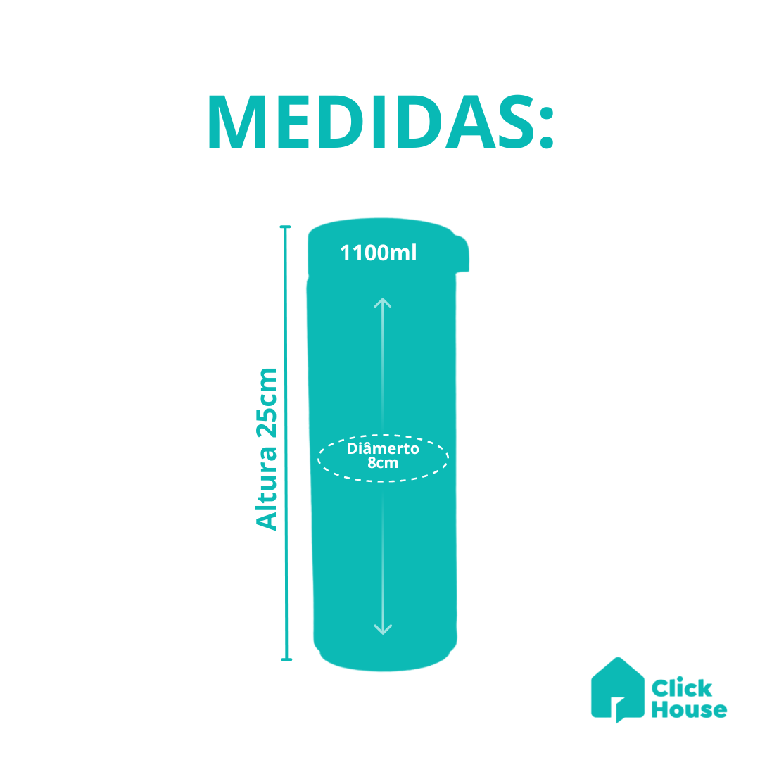 Pote Vidro Tampa Hermética Mantimento Empilhável 1100ml 3 Un