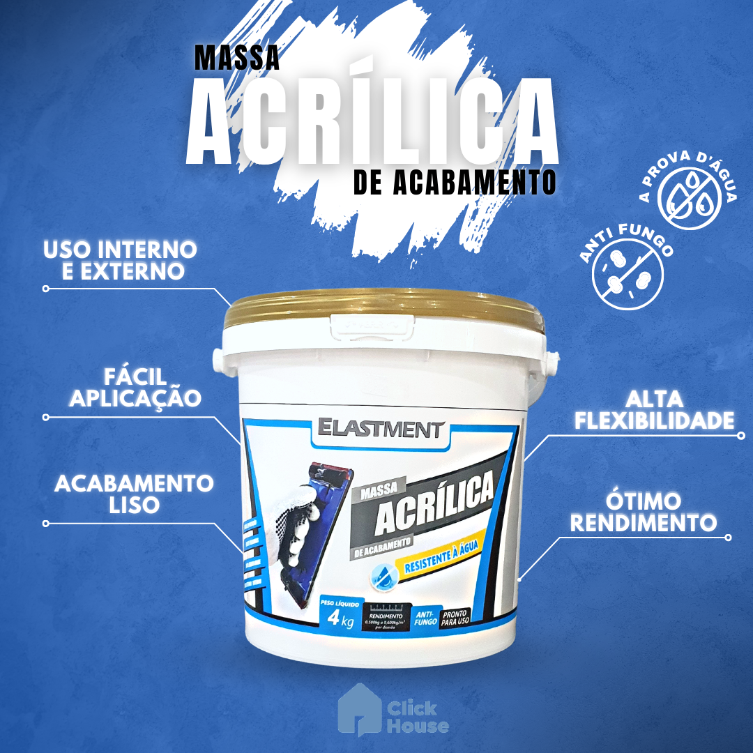 Massa Acrílica Impermeável Parede Interno Externo 4 Kg