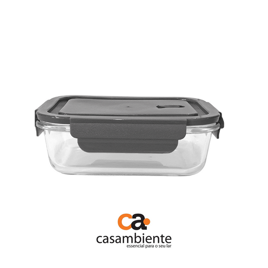 Pote Vidro Hermético Marmita Tampa Azul 1000ml Casambiente
