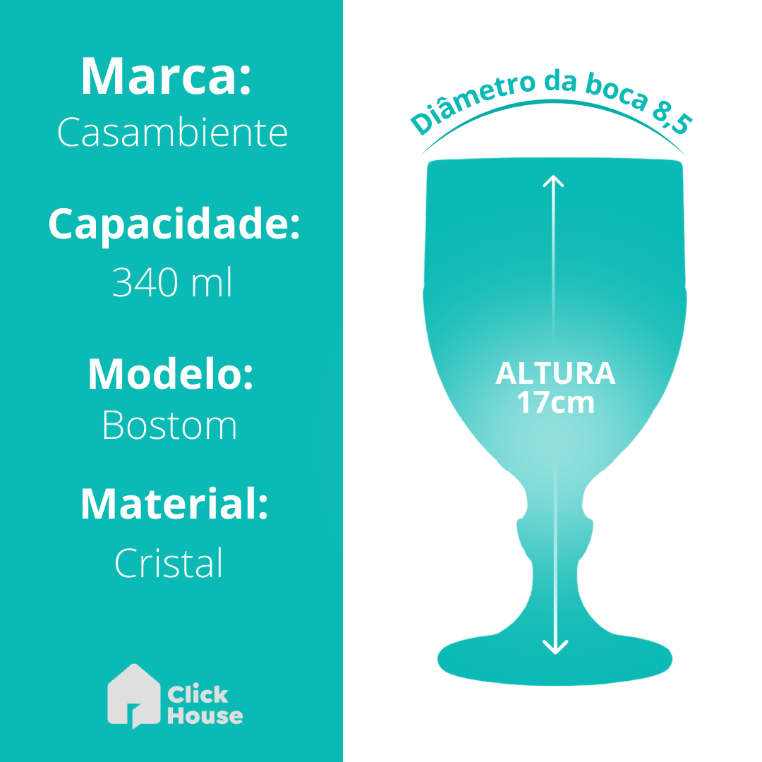 Taça Cristal Transparente Boston Lotus Cherry 1953 340ml 6un