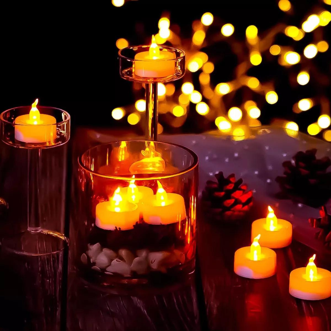 Vela Eletrônica Decorativa Com Led Branca Artificial 6 Uni