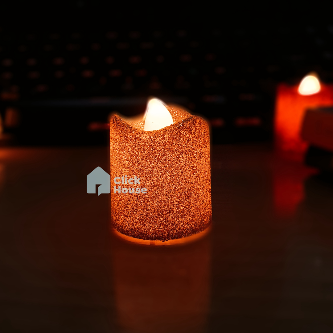 Vela Eletrônica Decorativa Bateria Gliter Silver Festas 6 Un
