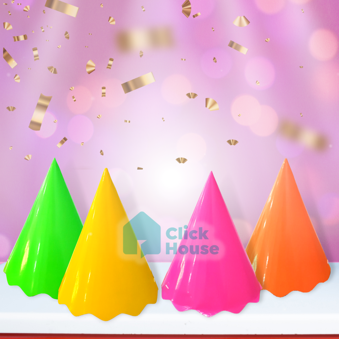 Chapéu Aniversário Festa Infantil Colorido Papel Liso 8 Uni