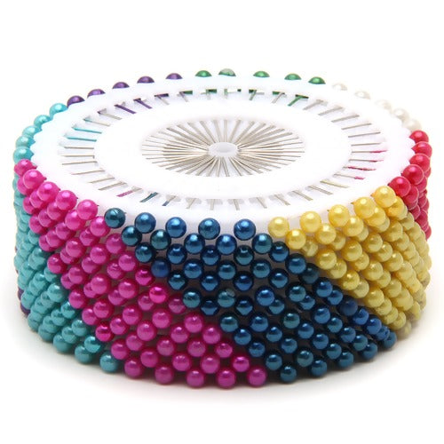Alfinete Costura Cabeça Colorida Bolinha Patchwork 40 Uni