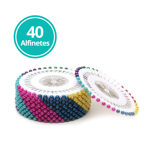 Alfinete Costura Cabeça Colorida Bolinha Patchwork 40 Uni