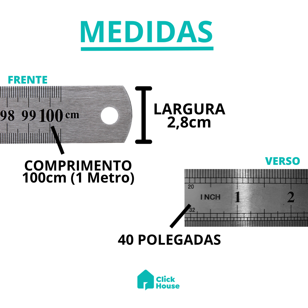 Régua Aço Inox 1m 40 Polegada 100cm Projetista Profissional