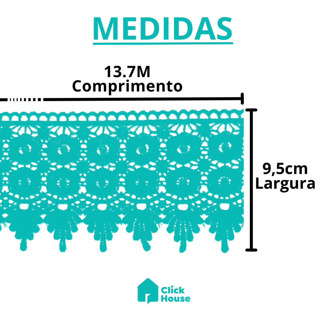Renda Guipir Bordado Cores Variadas Artesanato 13,7m Guipure