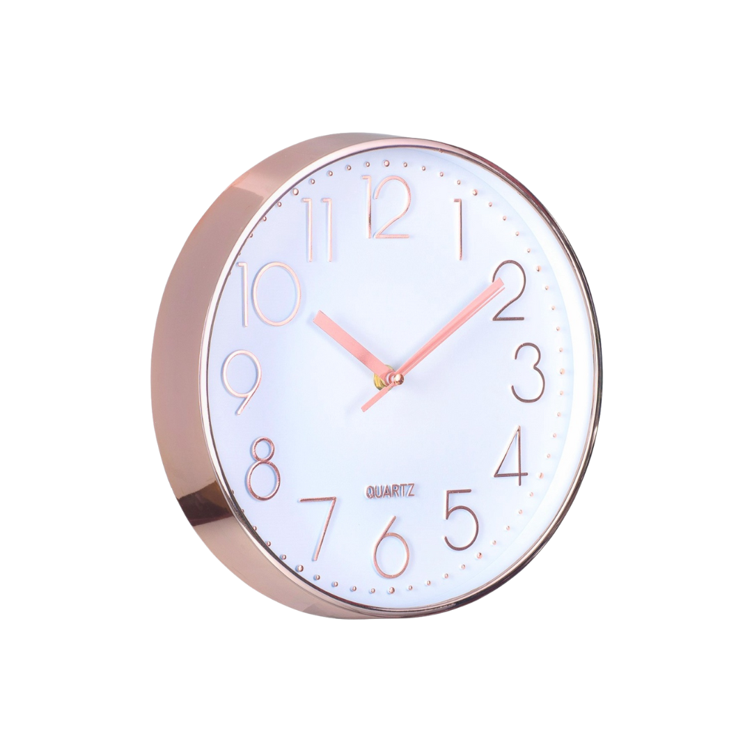 Relógio Parede Redondo Cozinha Sala Quarto Rose 20 Cm Quartz