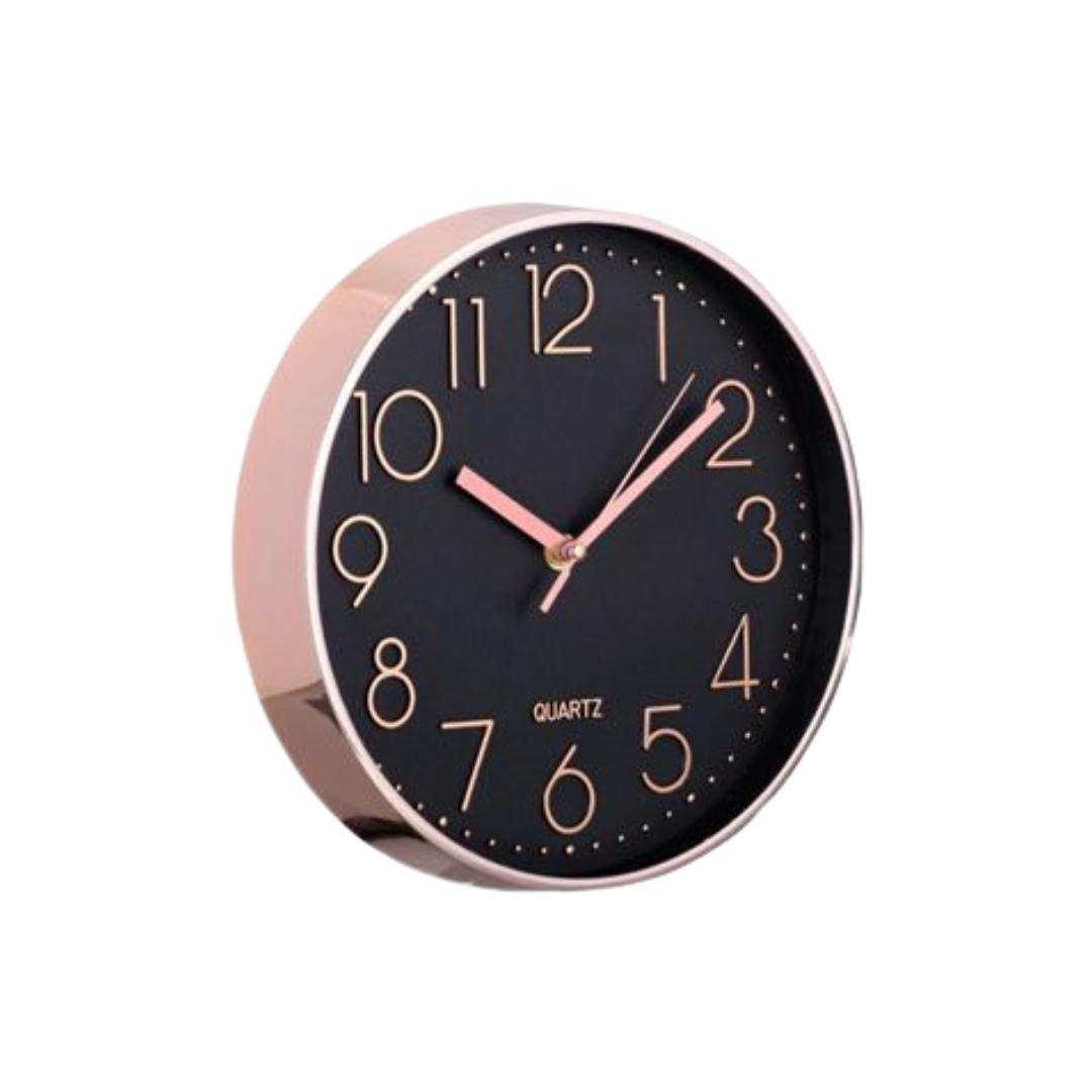 Relógio Parede Redondo Cozinha Sala Quarto Rose 20 Cm Quartz