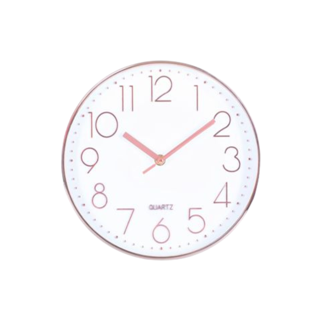 Relógio Parede Redondo Cozinha Sala Quarto Rose 20 Cm Quartz