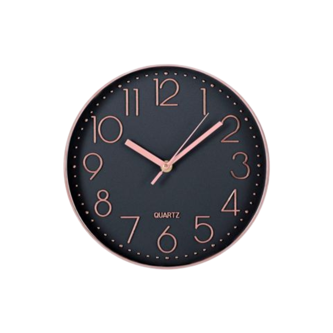 Relógio Parede Redondo Cozinha Sala Quarto Rose 20 Cm Quartz