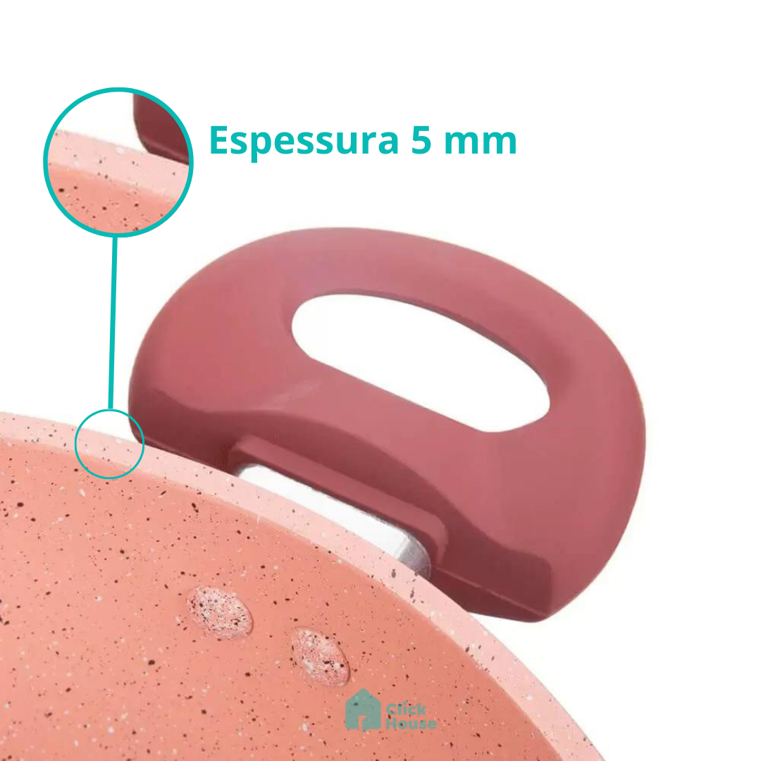 Panela Caçarola Tampa Antiaderente Cerâmica Não Gruda 22cm