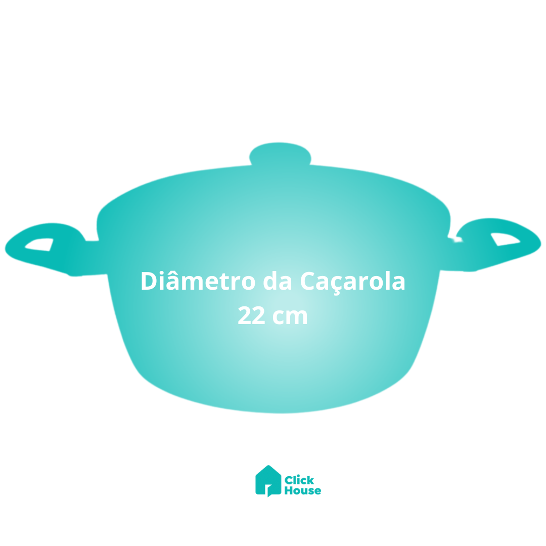 Panela Caçarola Tampa Antiaderente Cerâmica Não Gruda 22cm