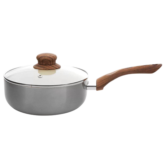 Panela Antiaderente Cerâmica Tampa Vidro Cabo Silicone 5 Pç