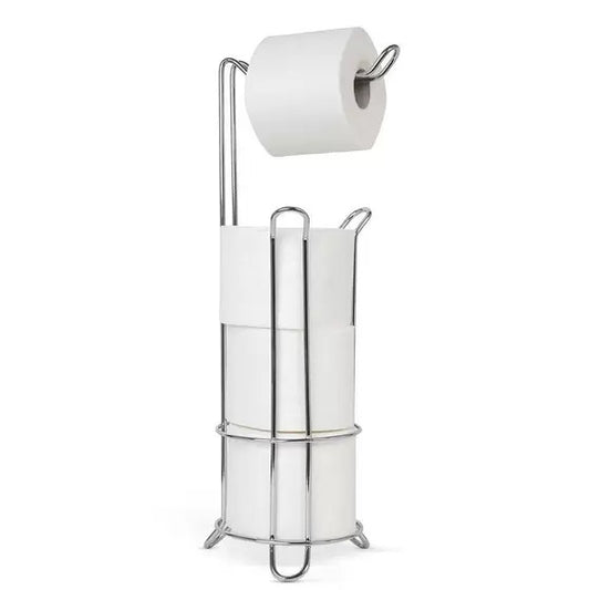 Porta Suporte De Chão Papel Higiênico 4 Rolos Aço Cromado Prateado