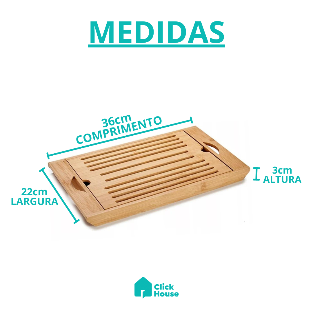 Migalheira Bandeja Tábua Corte Bambu Pães Bolos Dolce Home