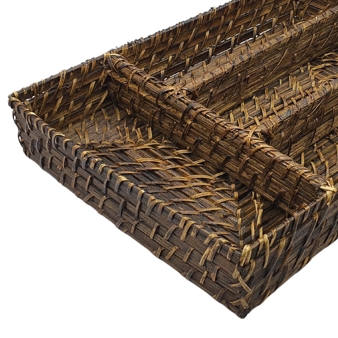 Porta Talher Utensílio Rattan Bambu Natural Gaveta 34 Cm