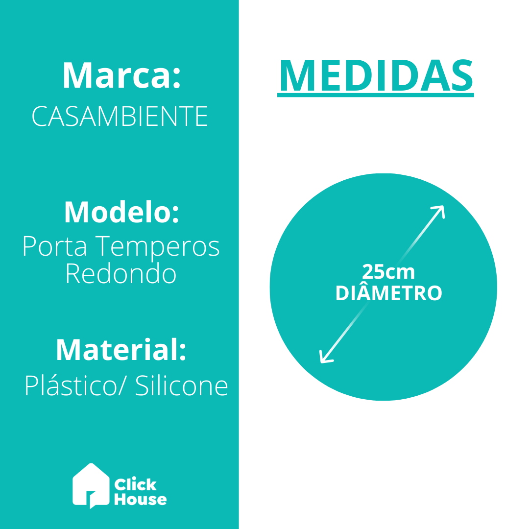 Porta Tempero Giratório Bandeja Condimento Organizador 25 Cm