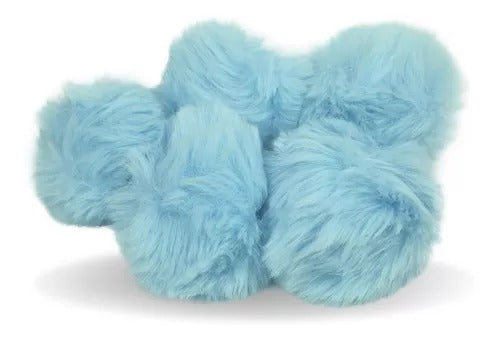 10 Pompom Pelúcia Elástico 100mm Branco Rosa Azul Bebê Preto