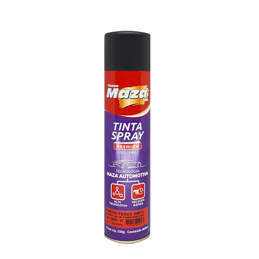 Tinta Spray Alta Temperatura Preto Fosco Branco 400ml Maza