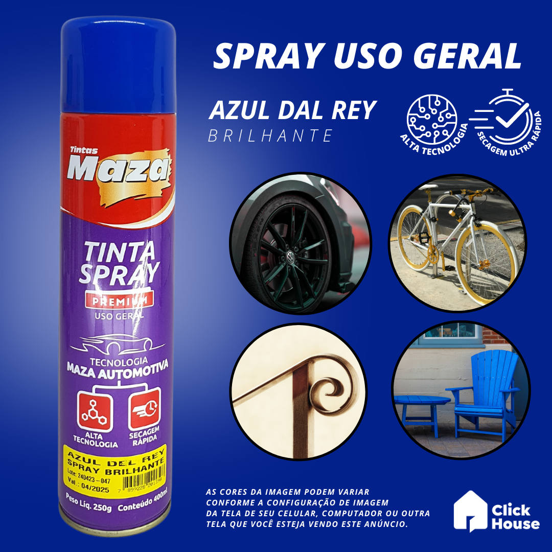 Tinta Spray Brilhante 400ml Cores Uso Geral Multiuso Maza