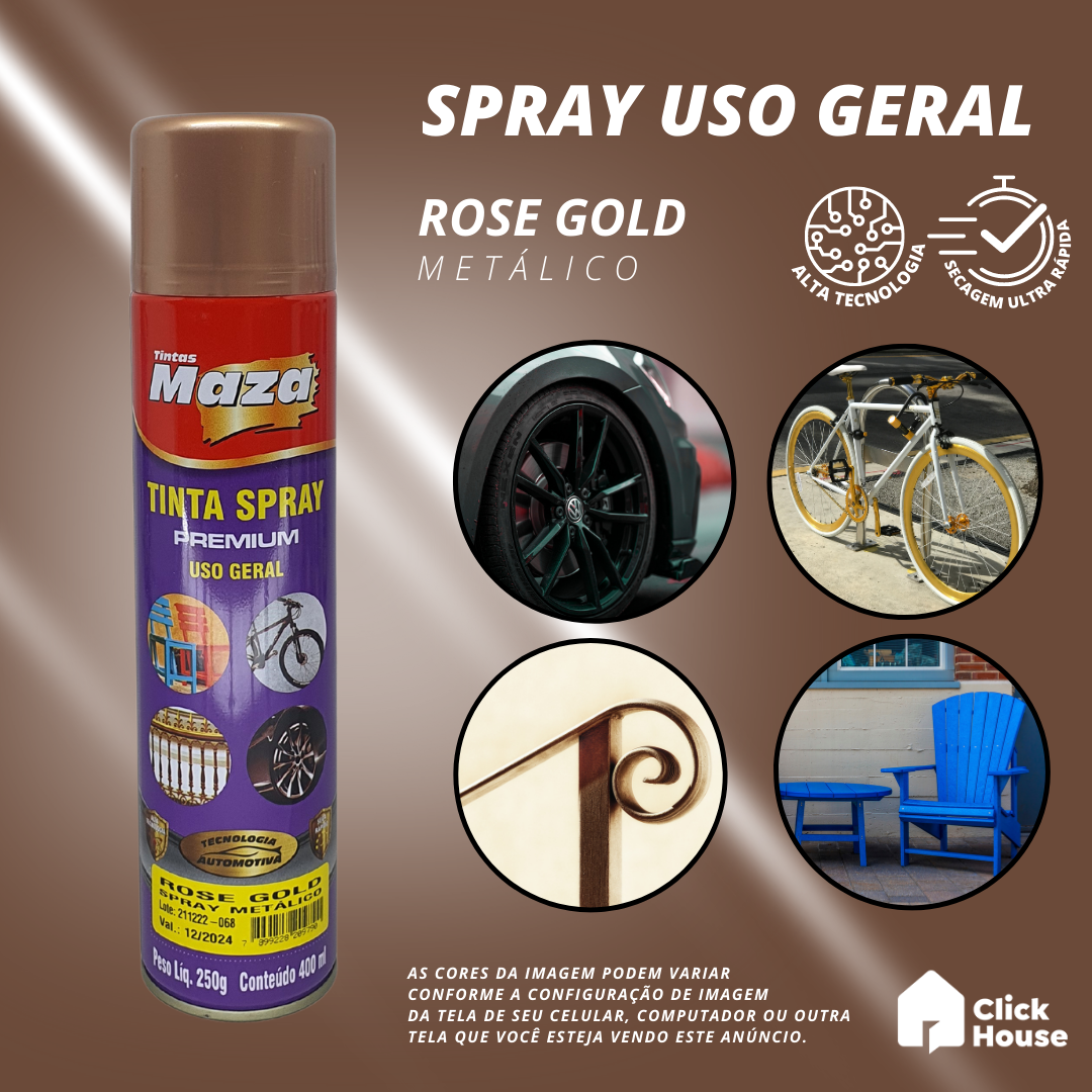 Tinta Spray Metálico 400ml Cores Uso Geral Multiuso Maza