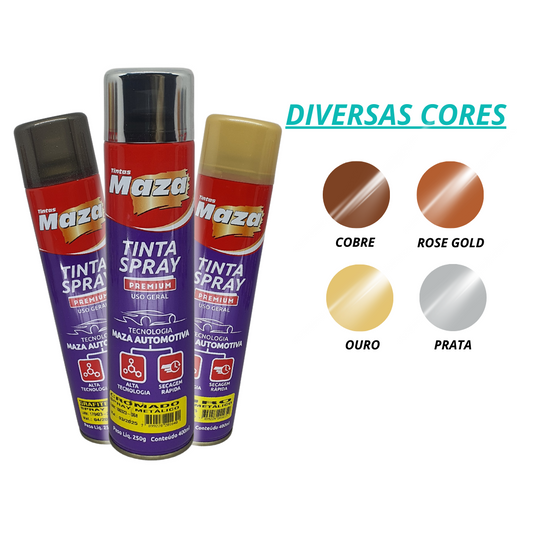 Tinta Spray Metálico 400ml Cores Uso Geral Multiuso Maza