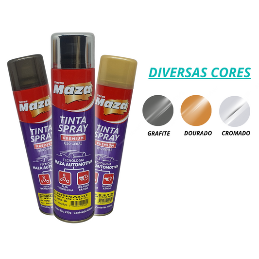 Tinta Spray Metálico 400ml Cores Multiuso Automotivo Maza