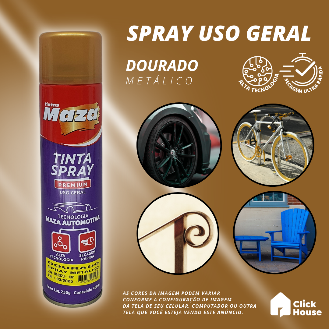 Tinta Spray Metálico 400ml Cores Multiuso Automotivo Maza
