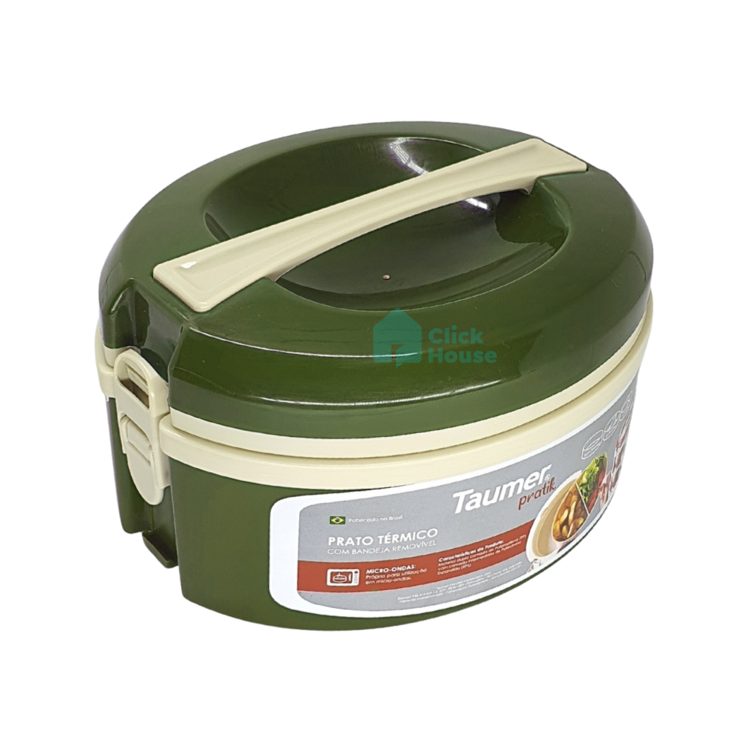 Prato Marmita Térmica 2 Divisórias Microondas 1,5l Taumer