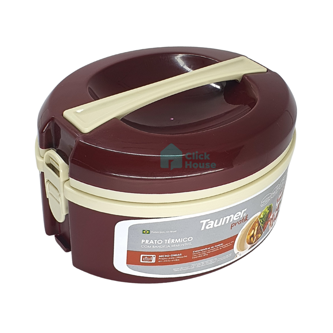 Prato Marmita Térmica 2 Divisórias Microondas 1,5l Taumer